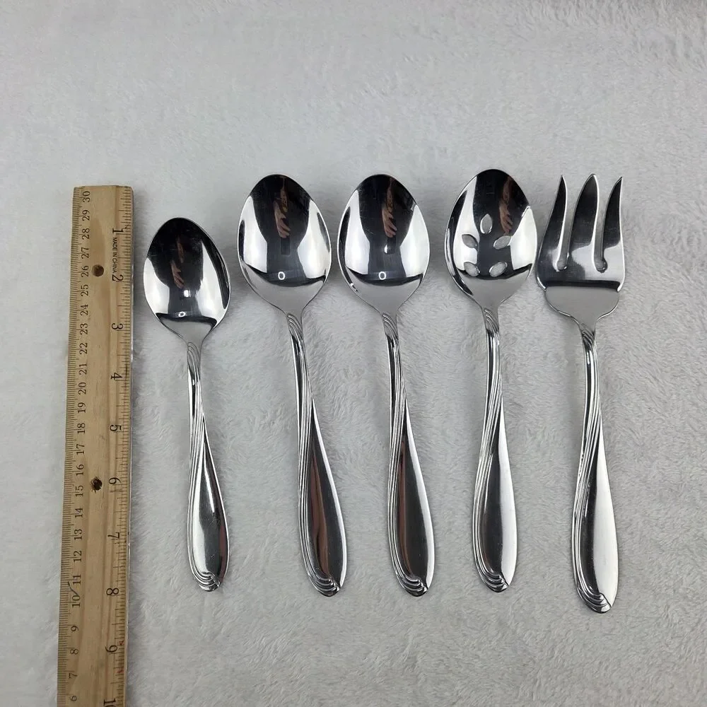 Oneida Camber Cresta Windswept Scroll 5 Pc Serving Set Stainless